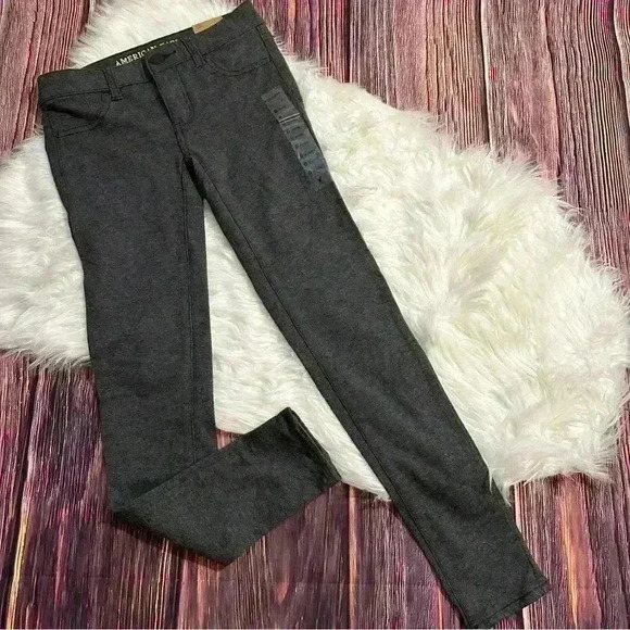 American Eagle Womens Super Stretch Solid Dark Gray Skinny Jegging Jeans 0 Reg - Picture 2 of 7
